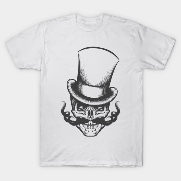 Skull in the cylinder hat T-Shirt by devaleta